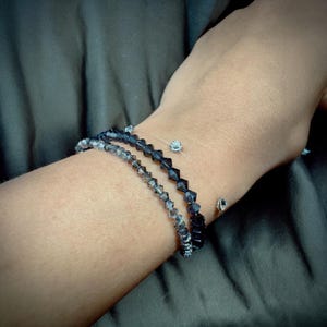 Handmade Swarovski Black Crystal Stretch Bracelet: Minimalist Jewelry