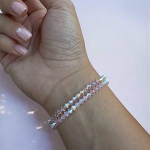 Swarovski White Stretch bracelet, Swarovski Crystal Bracelet,Handmade jewelry,Women jewerly,Birthday gift,Minimalist jewelry,Crystal jewelry