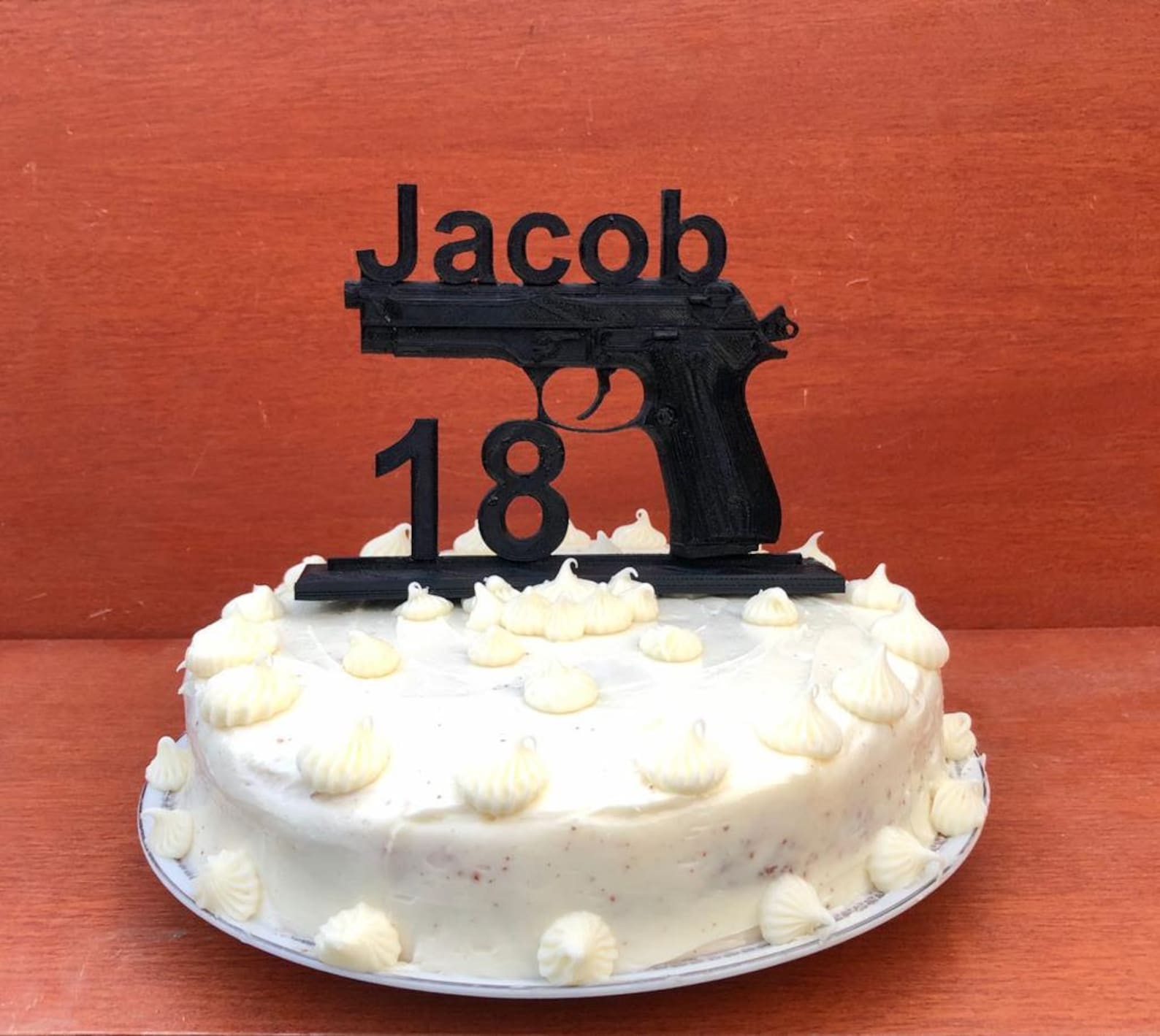 Personalized Realistic Gun Cake Topper and Stand With Name and Age Etsy