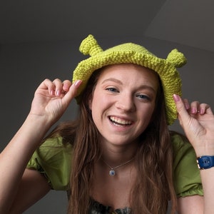 Handgemaakte gehaakte Shrek-buckethoed