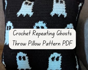 Repeating Ghosts Throw Pillow Crochet PATTERN