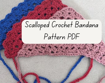 Scalloped Bandana Headband Crochet PATTERN