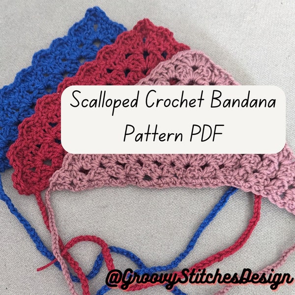 Scalloped Bandana Headband Crochet PATTERN