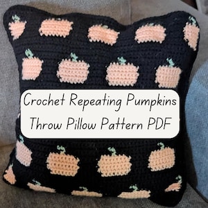 Repeating Pumpkins Throw Pillow Crochet PATTERN