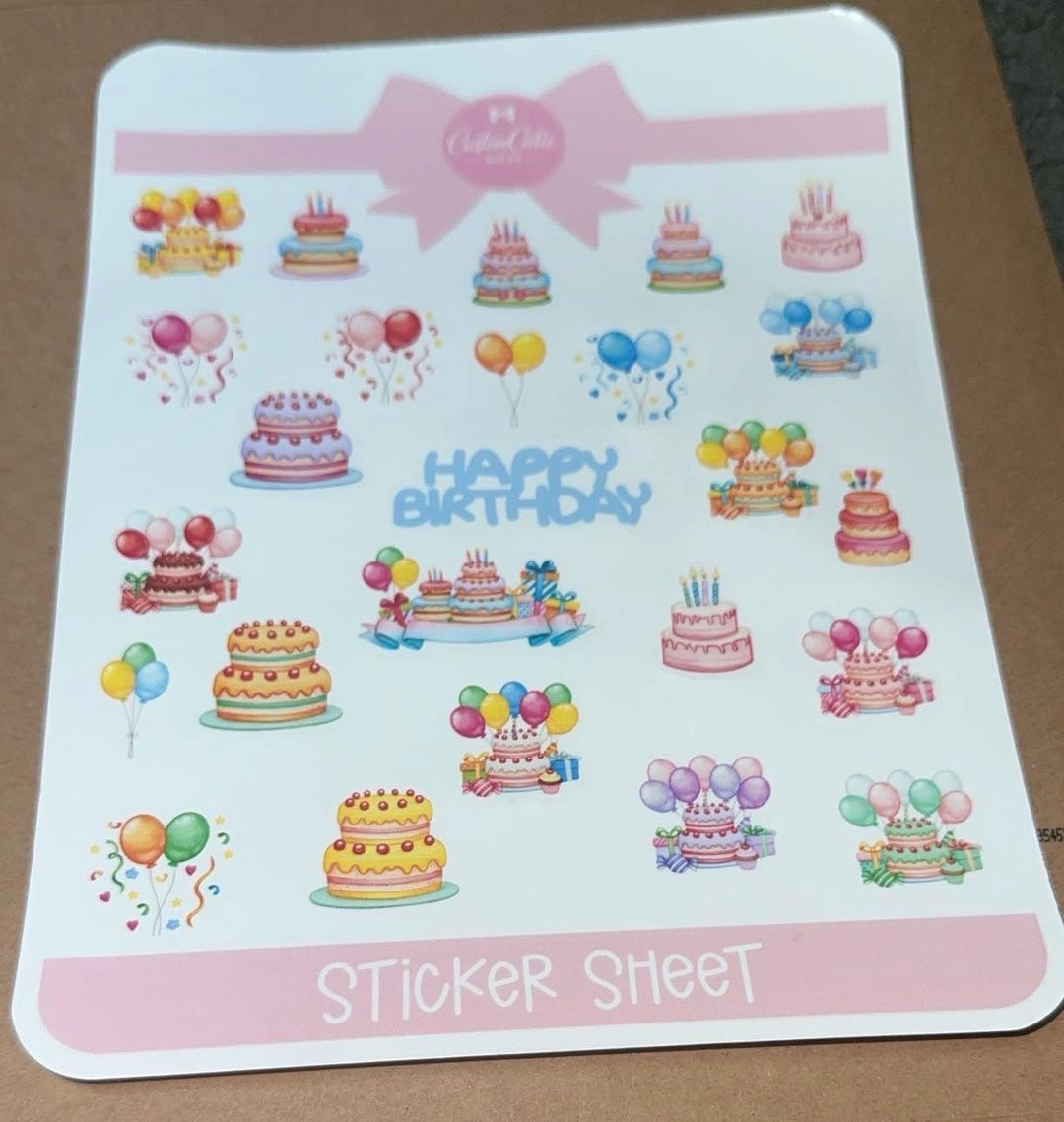 Birthday Sticker Sheet | Happy Birthday Stickers | Cake & Balloon ...