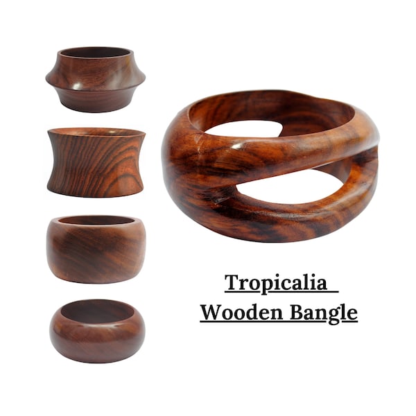 Pure Hands Looking for a Statement piece of jewelry, Natural-Wooden-Bangle-Bracelets from Tropicalia Woodland Collection