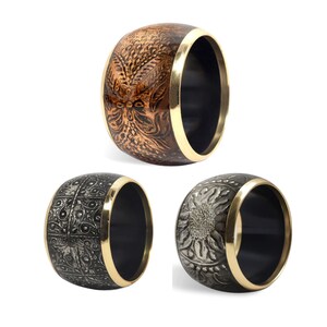 Handmade Copper Foil Bangle Bracelet: Floral Repoussé Resin Jewelry