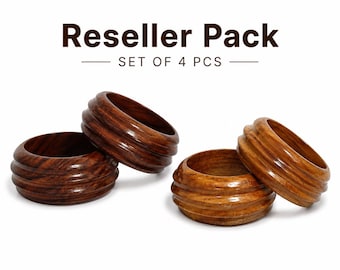Reseller Pack - Handcrafted 4 Sheesham Wood Bangles | Sculptural Wooden Bracelet