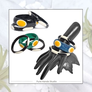 Handmade Resin Bangle Set: Yolk Design, Satin Finish