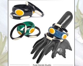 Handmade Resin Bangle Set: Yolk Design, Satin Finish