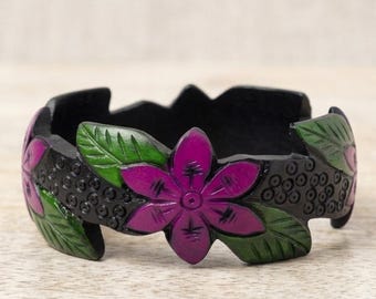 Reseller Pack of 4 - Hand-Carved Floral Resin Bangles Set – Colourful Statement Artisan Jewellery