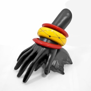 Handcrafted Resin Bangle Set: Vibrant Orange, Red, Yellow, Black & White
