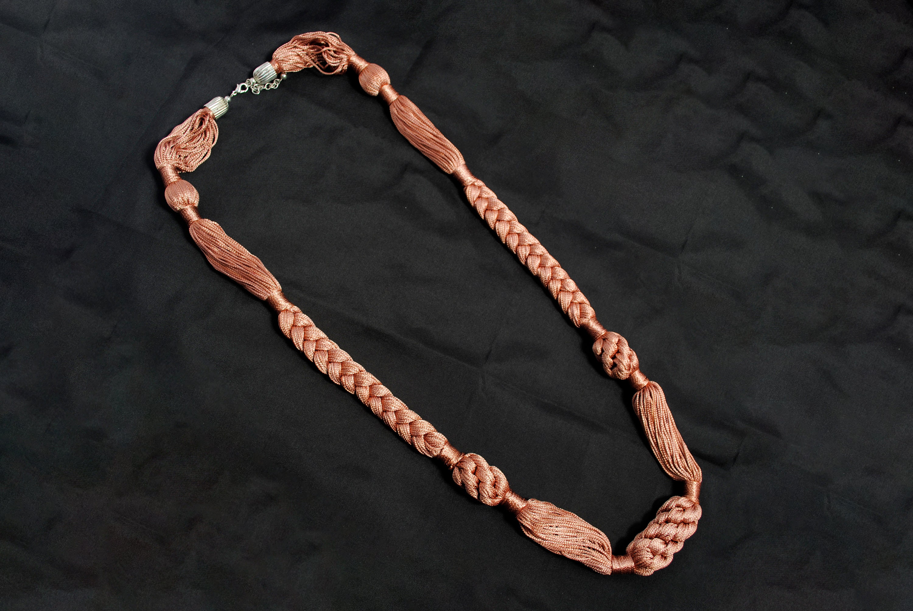 Handcrafted Satin Thread Opera Necklace: Braided Knotted Design - Etsy