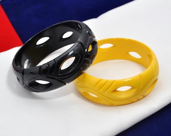 Handcrafted Acrylic Resin Bangle Set: Geometric Nature-Inspired Accessories