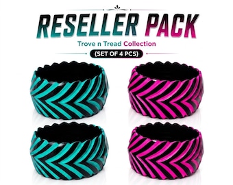 Reseller Pack Of 4 - Bold Resin Bangles | Hand Carved Tread Set Contemporary Statement Jewelry