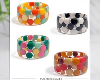 Handmade Multicolor Polka Dot Resin Bangle