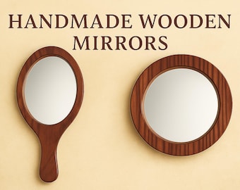 Handcrafted Sheesham Wood Mirror: Natural Travel Pocket Mirror