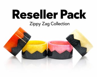 Reseller Pack Of 4 PCS - Handmade Resin Zig Zag Bracelet Set – Geometric Statement Jewelry