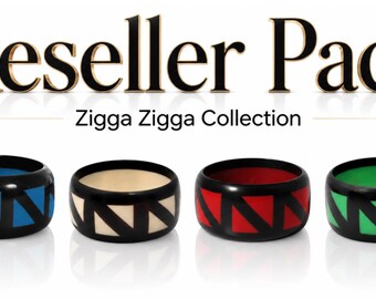 Reseller Pack Of 4 PCS - Handmade Resin Bangles – Zigga Zigga Collection Geometric Inlay Statement Bracelets