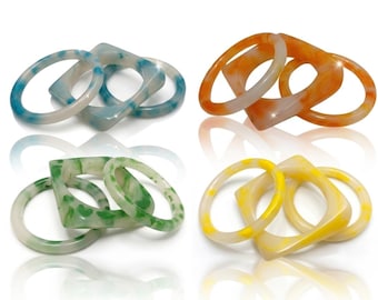 RESELLER PACK Of 12 Pcs - Resin Bangle Set – Abstract & Round Colorful Statement Bracelets