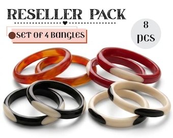 Reseller Pack Of 8 Pcs - Handmade Resin Bangle Set – Slim, Minimal, Modern Stackable Bracelets (8 Pcs)