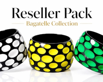 Reseller Pack 3 - Bold Resin Bangles Hand Carved Bubble Bracelet | Contemporary Statement Jewelry