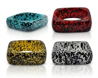 Reseller Pack Of 4 - Resin Bangle Set – Retro Square Bangles, Sprinkle Finish Statement Bracelets