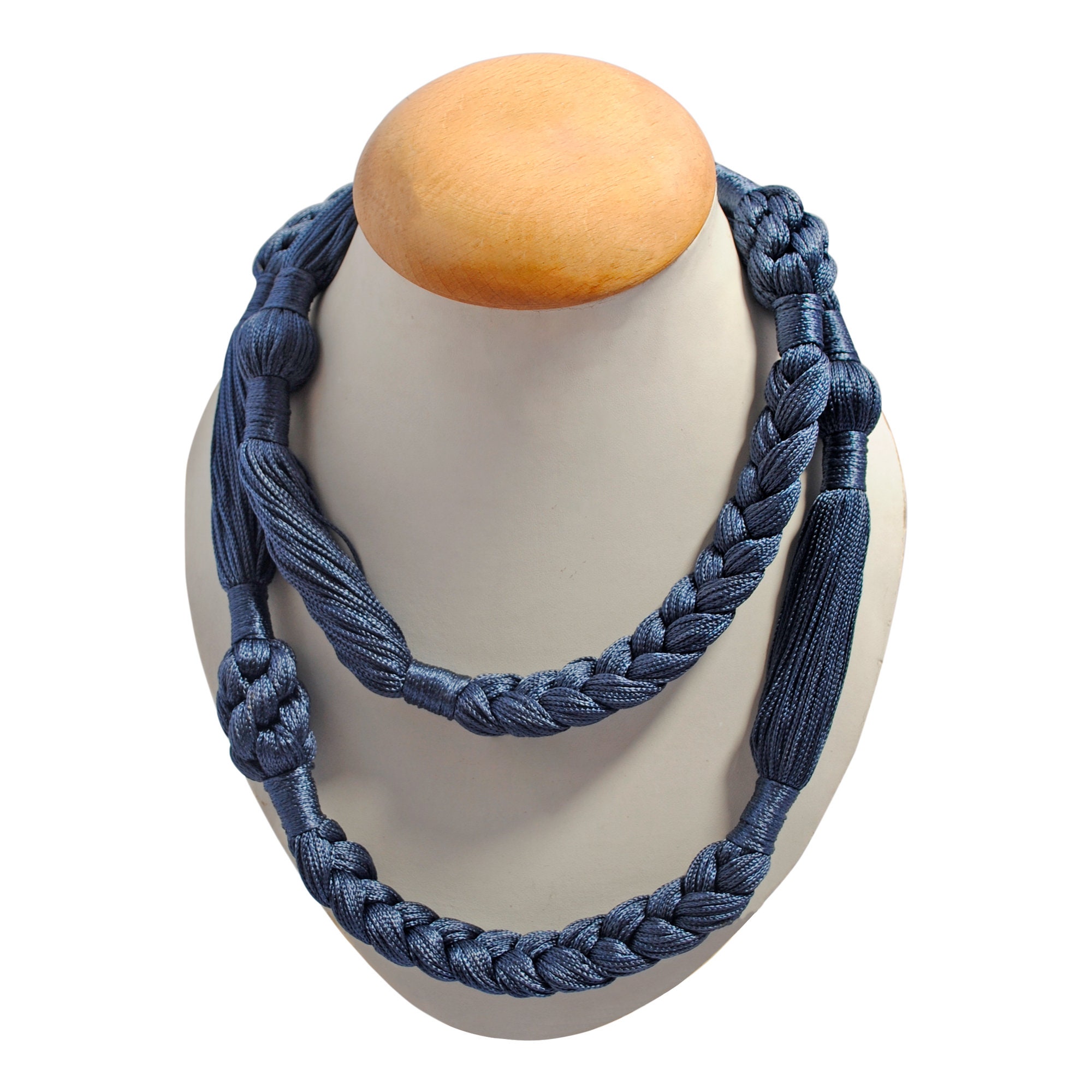 Handcrafted Satin Thread Opera Necklace: Braided Knotted Design - Etsy