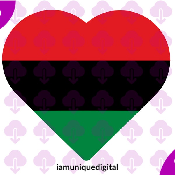 Africa Flag Heart PNG, Pan-African Flag SVG, Africa svg,  Black History SVG, digital download, svg, png, cricut, silhouette, sublimation