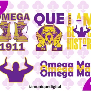 DELUXE Pack: Omega Psi Phi SVG, Omega Boots PNG, Que Dog Svg, Omega Black History, Omega Hooks, Omega Man Cut File, cricut, sublimation file