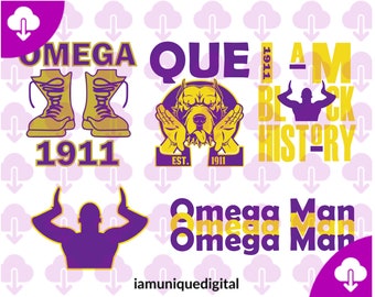 DELUXE Pack: Omega Psi Phi SVG, Omega Boots PNG, Que Dog Svg, Omega Black History, Omega Hooks, Omega Man Cut File, cricut, sublimation file