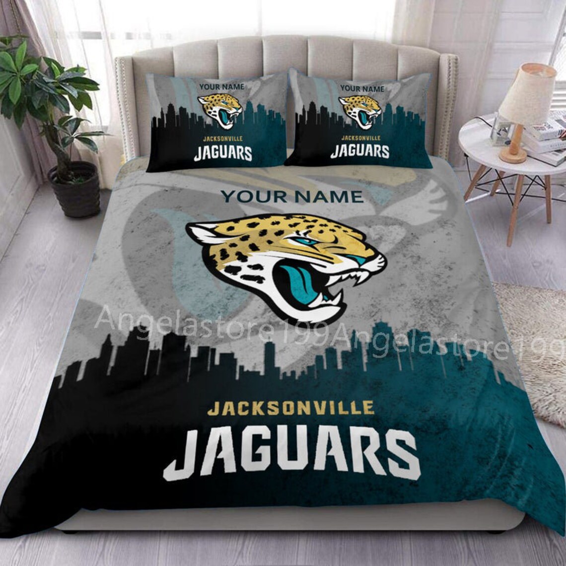 Jacksonville Jaguars Bedding Set Custom Name Jacksonville Etsy