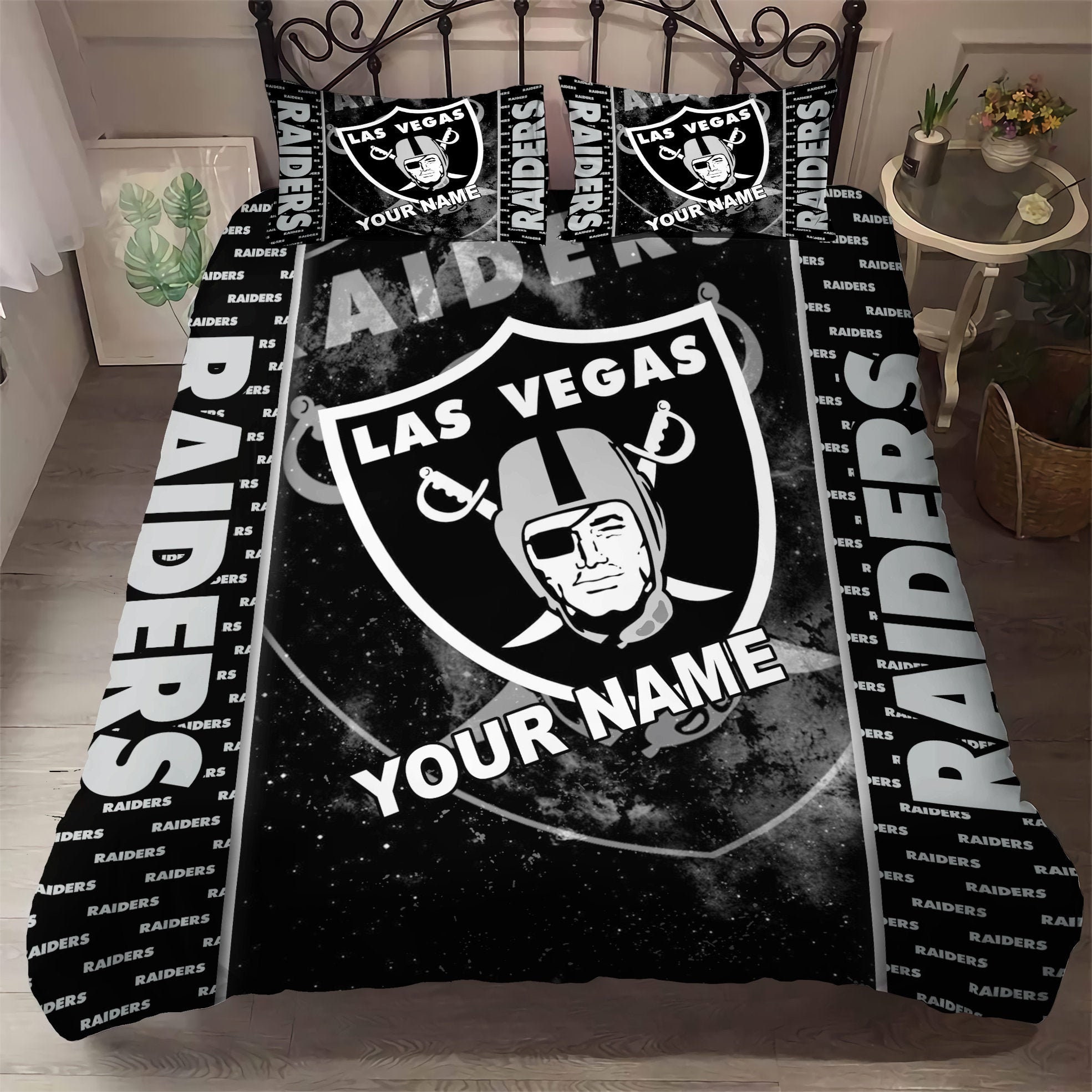 Las Vegas Raiders Bedding Set Custom Name Las Vegas Raiders Etsy