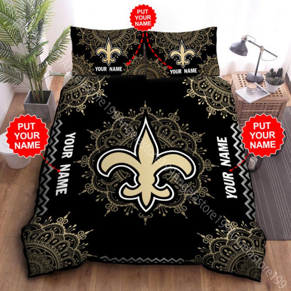 New Orleans Saints Bedding SetCustom Name New Orleans Saints Etsy