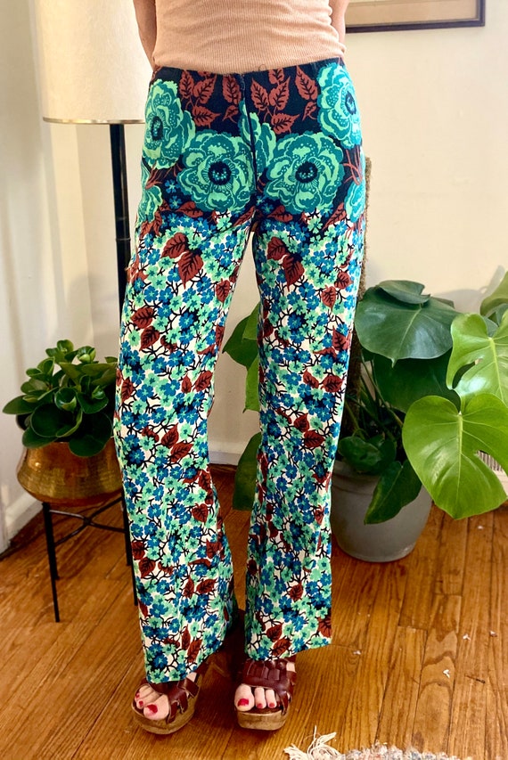 Vintage Italian Floral wide-leg trousers