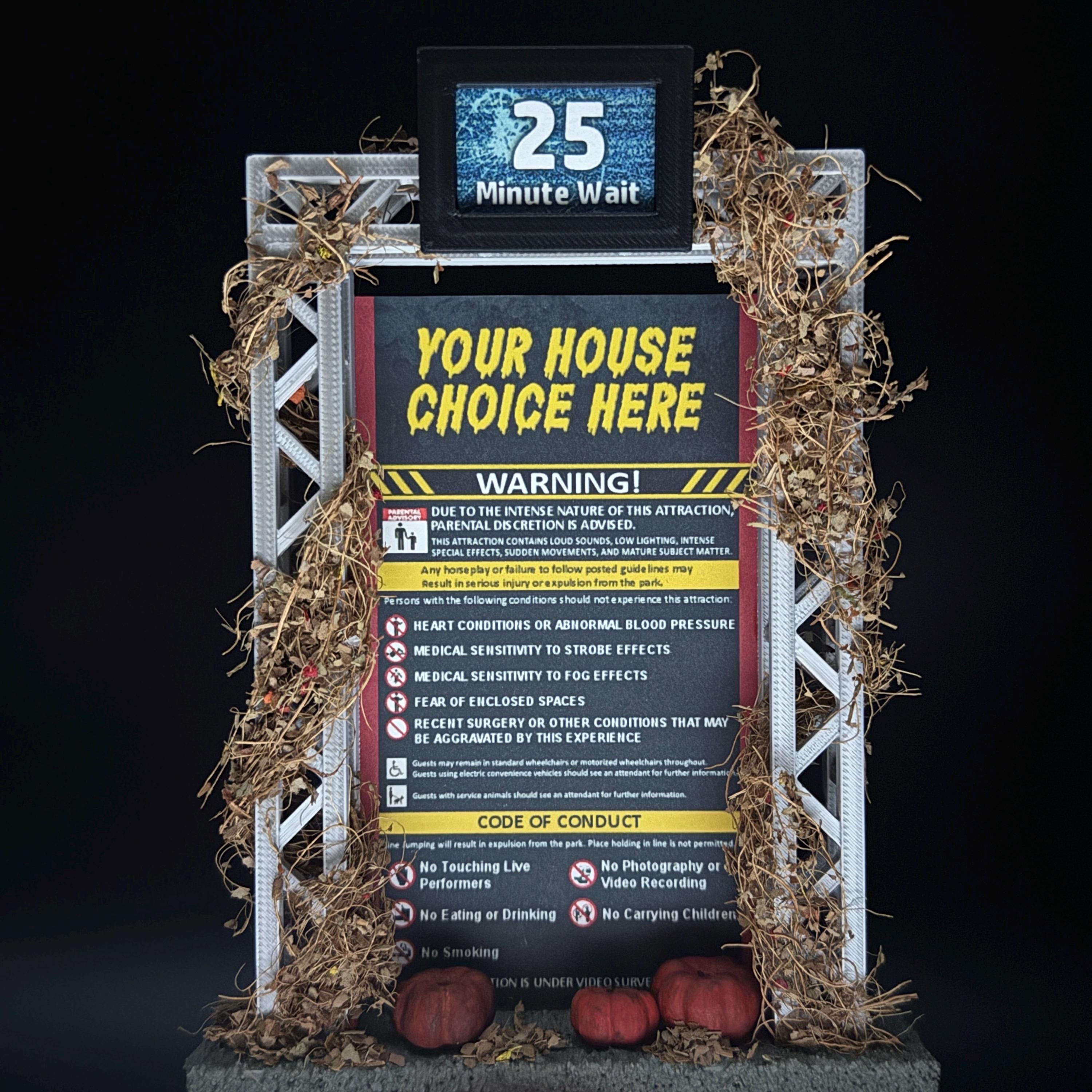 HHN House Entrance Portal Wait Sign UPDATED VERSION - Inspired by
