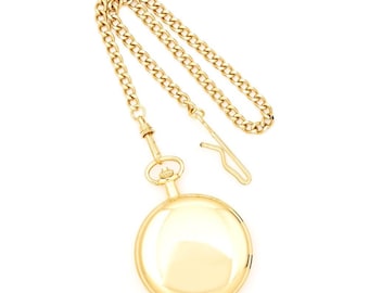 Charles Hubert 14k Gold Finish White Dial Pocket Watch Personalizable