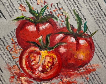 Tomatoes Painting Original Art Food Wall Art Vegetables Artwork Kitchen Decor by Solomatova Alena