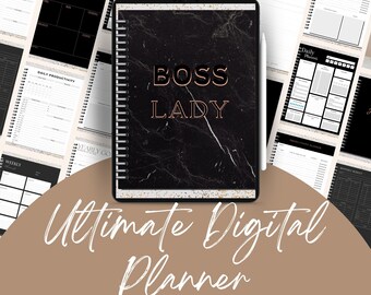 Planificador digital sin fecha con hipervínculos / Boss LADY Planificador mensual y diario / Planificador para Ipad / Planificador Goodnotes