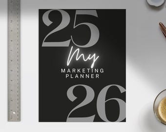 Planificador de marketing / Estrategia de redes sociales / Crecimiento de pequeñas empresas / Calendario de contenidos / Plan de marketing editable