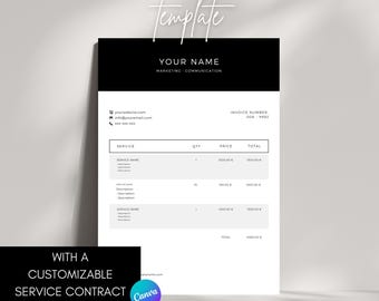 Invoice Template | Terms of Service  | Small Business |Service Contract  |  Editable Invoice