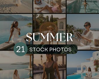 Paquete de fotos de verano: 21 imágenes de estilo de vida, viajes, playa y piscina para Instagram, Pinterest, blogs y ebooks.