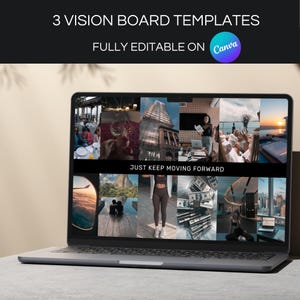 3 Vision Board Templates | Manifestation & Goal Setting | Vision Board Kit | Editable Canva Template