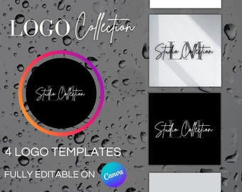 Plantilla de logotipo editable / Logotipo profesional / Logotipo DIY / Logotipo minimalista / Logotipo estético de IG / Edición negra