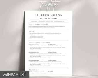 Plantilla de CV editable / Plantilla de CV / Currículum minimalista / Currículum en lienzo / Currículum profesional