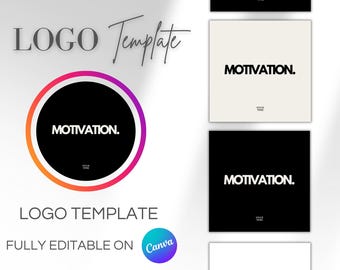 Plantilla de logotipo editable Motivación / Logotipo profesional / Logotipo DIY / Logotipo minimalista / Logotipo estético de IG /