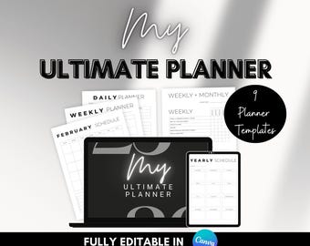 Planificador definitivo / Planificador anual, mensual, semanal y diario / Seguimiento de hábitos y notas / Planificador de productividad / Plantilla de planificación editable