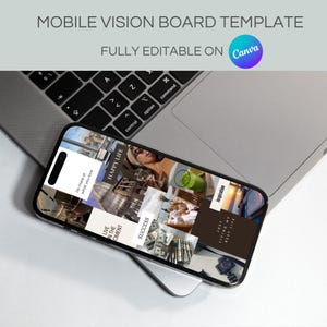 Plantilla de tablero de visión móvil / Manifestación y establecimiento de objetivos / Kit de tablero de visión / Plantilla editable de Canva