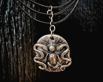 Cernunnos pendant, black leather necklace