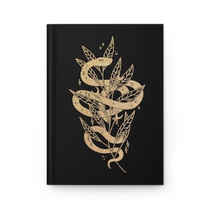 Celestial Intertwined Snake with Plant, Witchy Celestial Zodiac Hardcover Journal Matte